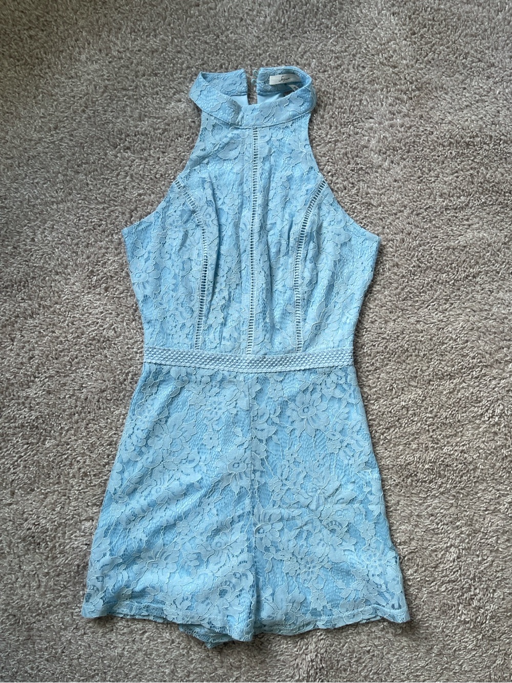 Soprano Light Blue Lace Halter One-Piece